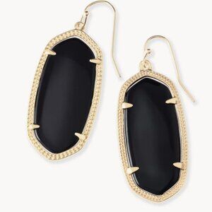 Kendra Scott Elle Gold Drop Earrings in Black Opaque Glass